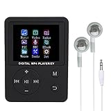 Diyeeni Portable MP3 MP4 Player mit Kopfhörer, Multifunktion HiFi Musik Player Unterstützt 32G TF Karte, 1.8 Zoll Farbdisplay, FM Radio, Video, E-Book, 8H Laufzeit(Schwarz)