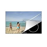Herdabdeckplatte - Küchenplatten - Vinyl - Gruppe von Freunden spielen Beachvolleyball - 80x52 cm - Induktionsherd Abdeckung - Abdeckung Induktionsk