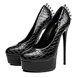 GIARO Bad Girl Premium High-Heels für Damen - Elegante Stöckelschuhe - Damenschuhe mit hohem Absatz - verführerische Schuhe - Pumps erhältlich in 9 Farben (Schwarz Crock, Numeric_38)