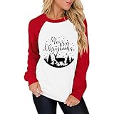 Weihnachten Pullover Damen Weihnachtspulli Rentier Elfe Drucken Weihnachtspullover Teenager Mädchen Rundhals Weihnachtspulli Christmas Party Sweatshirt Sportshirt Übergangsjacke Winterp