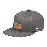 ChiemX Snapback Cap - Grau - aus Baumwolle und mit Kunstlederpatch - One Size Kappe für Herren und D