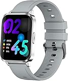PKLG Smartwatch für Damen, 4,3 cm Touchscreen, Herzfrequenz-Schlaf-Monitor mit Temperatur-Thermometer, IP67 wasserdichte Uhr, geeignet für Android iOS (grau)