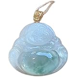 YIKOUQI Jade Jade Buddha Anhänger Eisarten Schwimmende Blume Natürlicher Buddha Lachender Buddha Anhänger Maitreya Buddha Big Belly Lachender Buddha Sitzender Buddha Anhänger Weib