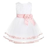 iixpin Babybekleidung Baby-Mädchen Prinzessin Kleid Festzug Taufkleid Hochzeit Partykleid Mädchen Tüll Kleidung Blumenmädchenkleid mit Baumwollhose Perle Rosa 62-68