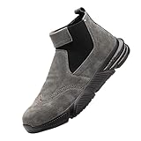 Quiteyan Icherheitsschuhe Herren Arbeitsschuhe,Leichte, atmungsaktive Sneaker-Schuhe mit Stahlkappe rutschfeste, unverwüstliche Konstruktionsschuhe Dachdeckerschuhe,Grey▁38