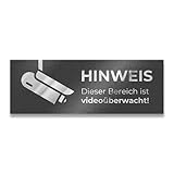 Metzler Edelstahl Hinweisschild Videoüberwachung in Eisenglimmer - Pulverbeschichtet DB 703 matt - Türschild 'Hinweis Dieser Bereich ist Videoüberwacht' - Selbstklebend - Größe: 8,5 x 3