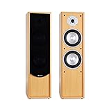 auna Linie-300-BH - Standlautsprecher, Standboxen, Lautsprecher-Boxen, HiFi-Standboxen, 2-Wege-Lautsprecher, 80 Watt RMS Leistung, Bassreflex für druckvollen Klang, Holzgehäuse, b