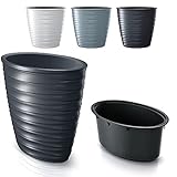 Pflanztopf Blumentopf Pflanzkübel Blumenkübel mit Pflanzeinsatz Freze Oval Welle-Design 3D Effekt (58cm Weiß)
