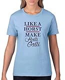 Comedy Shirts - Like a Horst Make Halli Galli - Damen T-Shirt - Hellblau/Lila-Fuchsia Gr. L