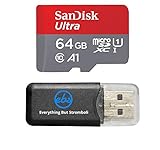 Samsung Galaxy S9 Memory Card SanDisk 64GB Ultra Micro SD SDXC UHS-I Class 10 works with S9+, S9 Plus (SDSQUAR-064G-GN6MA) with Everything But Stromboli (TM) Card Reader (64GB)