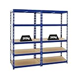 Mega Deal 2X Schwerlastregal Tiger Blau 180x90x60 cm mit Fachlast 265kg von Proregal Garagenregal Kellerregal Werkstattregal Lagerregal Steckreg