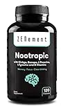 Nootropic, mit Ginkgo, Bacopa, Theanin, Tyrosin und B-Vitamine , 120 Kapseln | Gedächtnis, Konzentration, geistige Beweglichkeit | Vegan, keine Zusatzstoffe, keine Allergene, GMO-frei | von Z