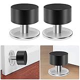 FIGFYOU 2 Stück Boden Türstopper Selbstklebender Türstopper Rostfreier Edelstahl Wandtürstopper Door Stopper mit Gummi Puffer Bodentürstopper ohne Bohren für Wandmontage zum Schutz der Tü