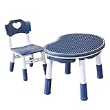 JIAX Aktivitätstisch Baby, Kindertisch & Stuhl-Set All-in-One-Multi-Aktivitäts-Spielset Und Wassertisch Sandtisch, Umkehrbarer Desktop Zum Zeichnen, Lesen, Essen, Bausteine (Color : Blue)