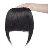 Clip in Pony 100% Remy Echthaar Fringe One Piece Haarteil Extension Verlängerung Tempel Bang natürliche glatt Naturschwarz#1B