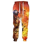 KLTOPZAN Firefighter 3D-Druck, Neuheit Hose, Herren und Damen, beliebte Streetwear-Sweathose, lässige Hip-Hop-Punk-Jogginghose, Hose 4, 58