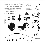 CYFUN DESIGN Pinguine Weihnachtsschablonen und Stempel, Set für Kartenherstellung, Weihnachtsbäume, Geschenke, Luftballons, Metall-Stanzformen, Koordinate Gummi transparent Stemp