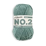 myboshi No.2-Wolle zum Häkeln/Stricken, mit Kapok, vegane Wolle, 60 Grad waschbar, speichelecht, für Baby und Amigurumi, Ökotex-Zertifiziert, 10 knl x 50gr, Ll 100m Grün (Agave) 1