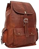 Gusti Lederrucksack Leder - Bobbie 15' Cityrucksack aus Leder Vintage Retro Braun L