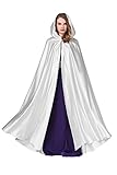 BEAUTELICATE Cape Damen Umhang Mit Kapuze Mittelalter Mantel Satin Lang Halloween kostüm Für Hochzeit Braut Abendkleid Brautk