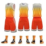 ZengSong Basketball passt Herren- und Damen-Jerseys Große, mittlere und Grundschule Studenten Sportbekleidung Training(Sternorange,XXXL.)