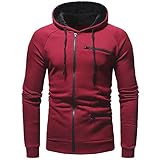 QWERD Herren Kapuzenpullover Kapuzenjacke Hoodie Sweatjacke Sweatshirt Kapuzenpulli mit Reißverschluss Langarm Sport Style Casual Kontrast Fitness Training Basic Hoodie-Cardigan für Herbst W