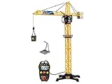 Dickie Toys 201139013 Giant Crane, elektrischer Spielzeug Kran, ferngesteuert, für Kinder ab 3 Jahren, 100 cm hoch, mit Lasthaken, Seilwinde, Eimer und S