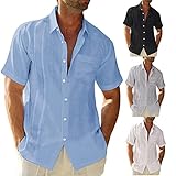 VESNIBA Poloshirts für Herren Erwachsene Casual Kurzarm Kragen Henley Shirts Button Down Sommer Einfarbig Regular Fit Casual Business für Herren, A_black, 3XL