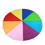 Fallschirm Schwungtuch, Kinder Fallschirm Koordination Motorik trainieren Bunt Fallschirm Runde Spielzeug Bunt Fallschirm Parachutes Spielzeug Schwungtuch für Kinder und Familie(3.6m)