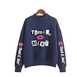 YLWX Ariana Grande Gedruckt T-Shirt Herren Damen Langarm Sports Pullover Sweatshirt (Color : Blau, Size : M)