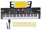 Hricane Kinder home-keyboards mit begleitautomatik, 61 Tasten Keyboard Piano mit Mikrofon für Anfänger Jungen Mädchen, elektrisches klavier e Pianos, Schwarz HEP-612S