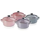 Le Creuset 69212108129131 Mini Cocotte,Steinzeug, Metallics , Rosé, Set 4-teilig