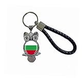 Bulgarien Flagge Eule geformt Glas Kristall Schlüsselanhänger Souvenir Dekoration Männer Frauen Anhänger Zubehör Geschenk