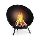 blumfeldt Fireball Feuerschale - Ø 60 cm kippbare Feuerschale für den Garten, Exemplar solider Stahl-Feuerschalen, horizontal und diagonal nutzbar, Berliner Design, inklusive Regenschutzhülle, schw