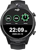PKLG Smartwatch, 1,6-Zoll-High-Definition-Rund-Touchscreen, 3G+32G-Speicher, 5MP+5MP Dual-Kamera, 1080Mah Akku, IP67 wasserdicht,Herrenkompatibles iPhone und Android Smartphone(B)