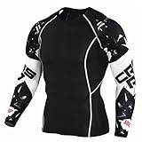 Dasongff Herren Kompressionsshirts Langarm Schnell Trocknend Elastisch Kompression Funktionsshirts Training Fitness Gym Lauf Basketball Jogging Sport Unterhemd T-Shirt Crewneck