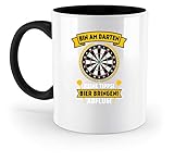 Dart und Bier - Darts Bullseye Dartscheibe Sport Geschenk Cool Lustig Spruch Alkohol Neu - Zweifarbige Tasse -330ml-Schw