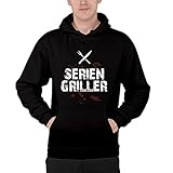Shirt-Panda Herren Grill Hoodie · Serien Griller · BBQ Kapuzenpullover für Männer · Unisex Pulli mit lustigem Spruch Bedruckt · 80% Baumwolle · fair & nachhaltig Schwarz XXL