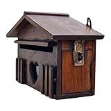 LOVIVER Vintage Briefkasten aus Holz, Vorschlagsbox Postkasten Abschließbar Mailbox in Herzform Landhaus Garten Dek