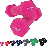 Tosaneo 2er Set Hanteln Neopren Kurzhanteln Gewichte für Gymnastik Aerobic Fitness Hantelset 2X 1,0kg bis 5,0kg Hantel 2X 1,0kg pink
