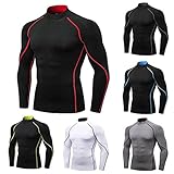 HUYURI Funktionsshirt Herren Kurzarm 2 Stück Kompressionsshirt Männer Laufshirt Sportshirt mit Rundhalsausschnitt F