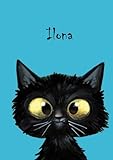 Ilona: Personalisiertes Notizbuch, DIN A5, 80 blanko Seiten mit kleiner Katze auf jeder rechten unteren Seite. Durch Vornamen auf dem Cover, eine ... Coverfinish. Über 2500 Namen b
