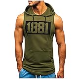 IQYU Tank Top Open Edge Klassisch 1881 ÄRmelloser Muskelshirt Slim Fit Oberteil Mit Rundhals Bequemes Kapuzenpullover Atmungsaktiv Sportshirt Tops Sweatshirts Sleeveless T