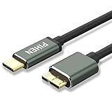 pihen Micro B Kabel, USB C zu Micro USB 3.0 Charge & Sync Kordel mit Aluminium Stecker, Daten Draht für Toshiba Canvio, WD Externe Festplatte, Samsung Galaxy S5, Note 3 und mehr (0,5 m) 4.5FT