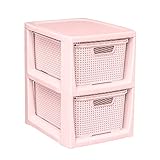 BranQ - Home essential Regal in Rattan Design, Rosa, 2 Körb