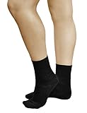 vitsocks Damen Merinosocken 80% Wolle warm atmungsaktiv weich (3x PACK) einfarbig, schwarz, 39-42