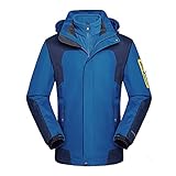 NAJING Jacke Outdoor Warm Winddicht Plus Samt Verdicken Mit Kapuze Herbst Winter Mäntel Bergsteigen Camping Trekking Reisen Laufen Oberbekleidung,Men'sdenimblue-L