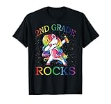 Dabbing 2nd Grade Rocks Einhorn Schulanfang T-S