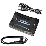 Kuyia Scart-zu-HDMI-Konverter mit HDMI-Kabel, Full HD 720P/1080P, Umschalter, Video-/Audio-Upscale-Konverter, Scart-in-HDMI-Out-Adapter für HDTV-Monitor, Projektor Blu-ray DVD-Play
