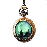 Aurora Borealis Nordlichter Glas Anhänger Taschenuhr Halskette Muttertag Geschenk Freund Geschenk Geburtstag Ostern Geschenk